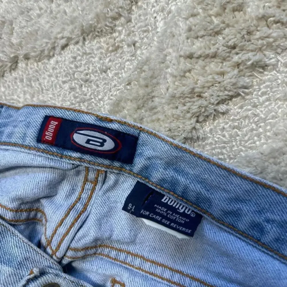 Bongo Light Wash 100% Cotton Long Denim Skater Jorts Shorts Size 9